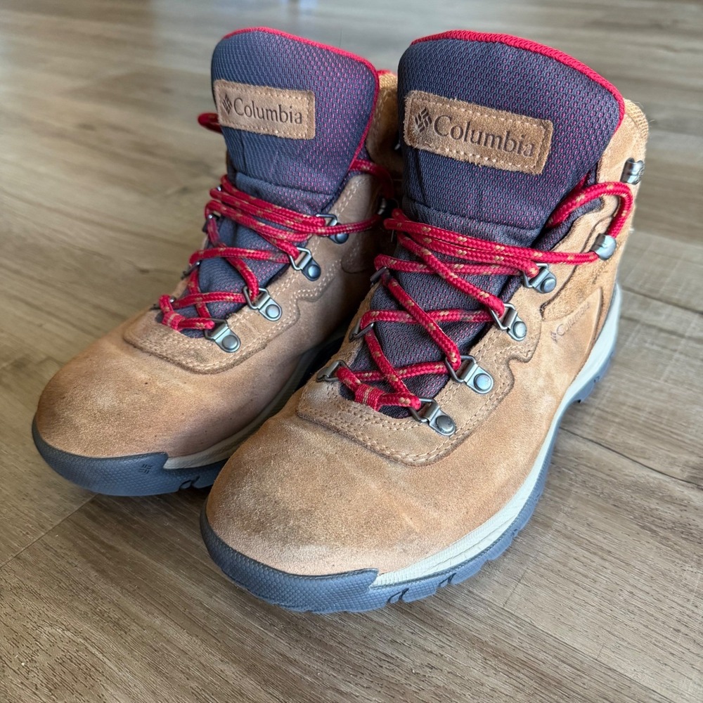 Columbia Newton Ridge Plus Waterproof Amped Hiking Boots Brown Red BL size W9.5